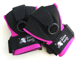 Pink General Purpose gripping aids. Adaptive gym equipment. Suitable for reduced hand function: tetra, quad, cerebral palsy, SCI, spinal cord injury, limb difference, stroke and more.