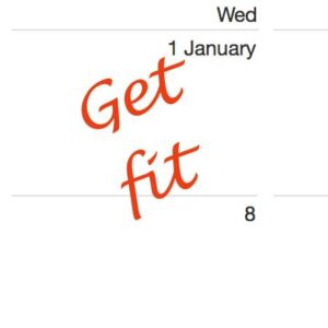 Calendar showing 1st January with words "Get fit" printed on top