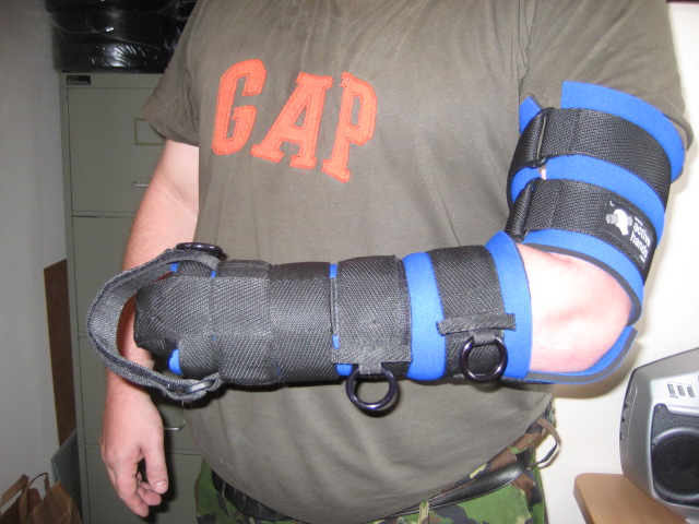 Bespoke gripping aid with straps up the arm
