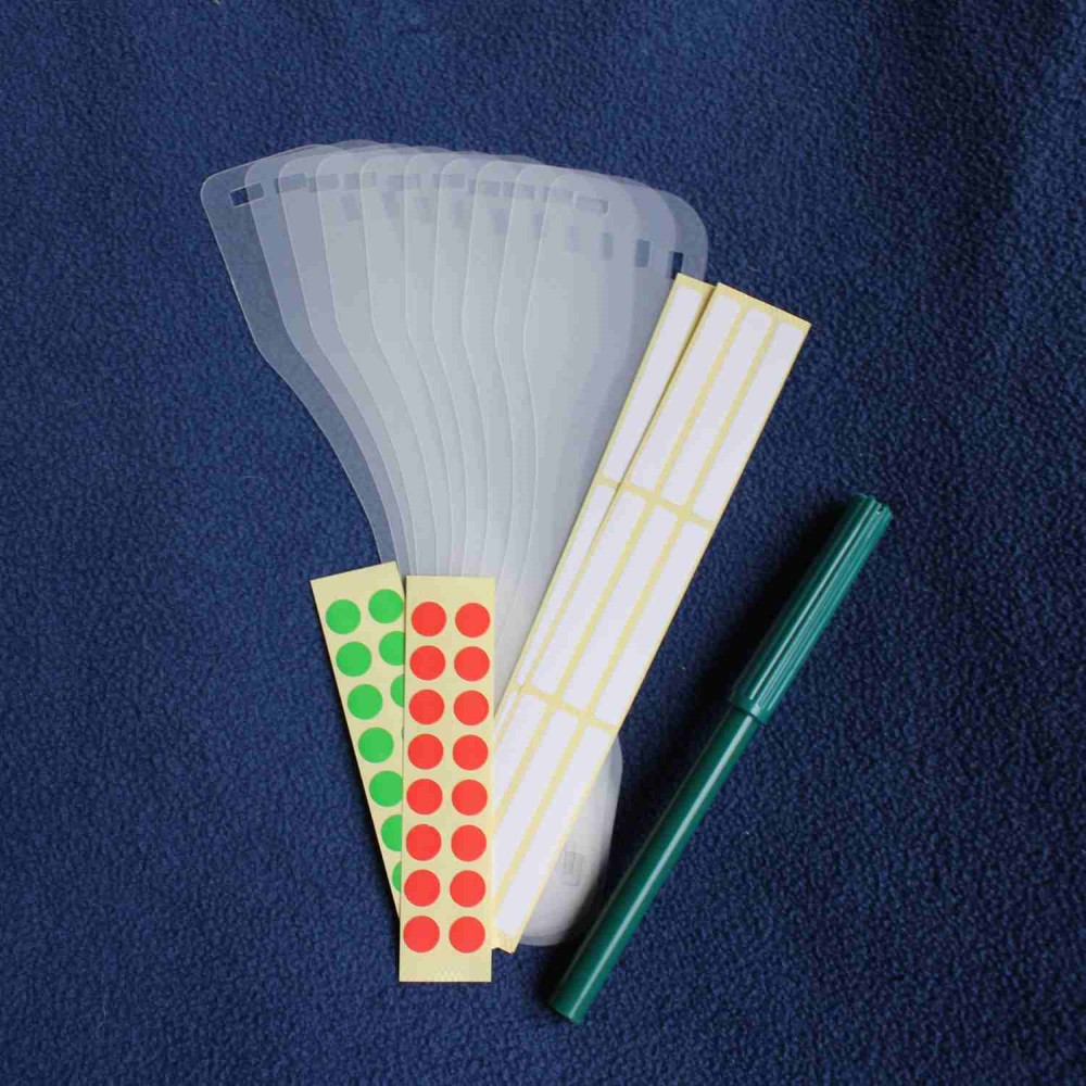 Plug tug pack - 10 plug tugs, coloured dots and labels. Suitable for reduced hand function: tetra, quad, cerebral palsy, SCI, spinal cord injury, stroke and more.