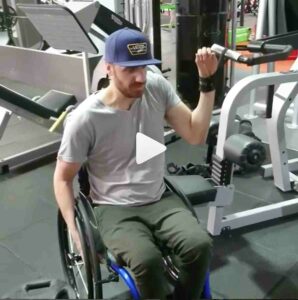 Looped aids in the gym - Ben Clark. Adaptive gym equipment. Suitable for reduced hand function: tetra, quad, cerebral palsy, SCI, spinal cord injury, stroke and more.