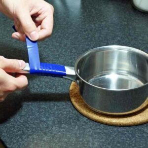 Anti-slip strip - adaptive kitchen equipment on saucepan handle. Suitable for reduced hand function: tetra, quad, cerebral palsy, SCI, spinal cord injury, stroke and more.