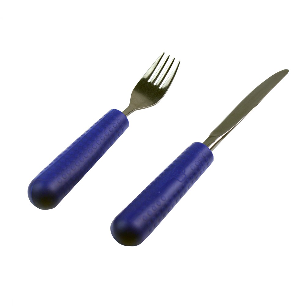 Children's cutlery grips for holding own cutlery. Poor grip, reduced hand function.