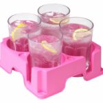 4 glasses of gin and tonic in a pink muggi - carry drinks for all your friends while keeping spillage to a minimum