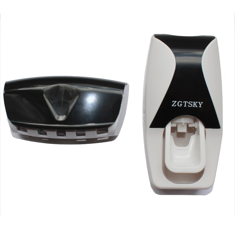 the toothpaste dispenser comes in two colours: here we show the black variation. It also comes with a toothbrush holder