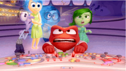 Gif of 'Anger' from film 'Inside Out' shouting and shooting fire from his head