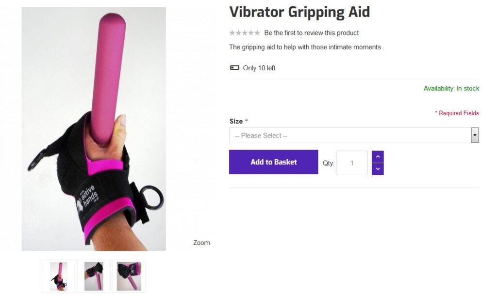 screenshot of the General Purpose aid on sale as a "vibrator gripping aid"