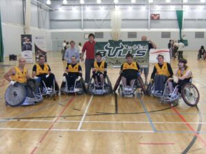 wheelchair rugby team with Rob and Gareth in