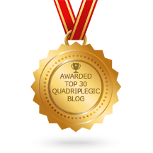 Medal saying "awarded top 30 quadriplegic blog"