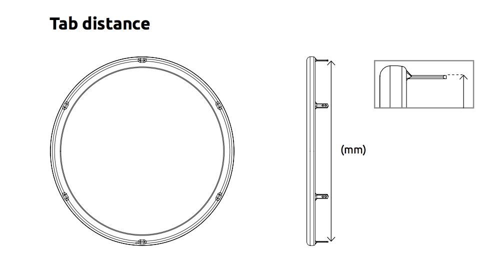 diagram of tab spacing for Push Rims