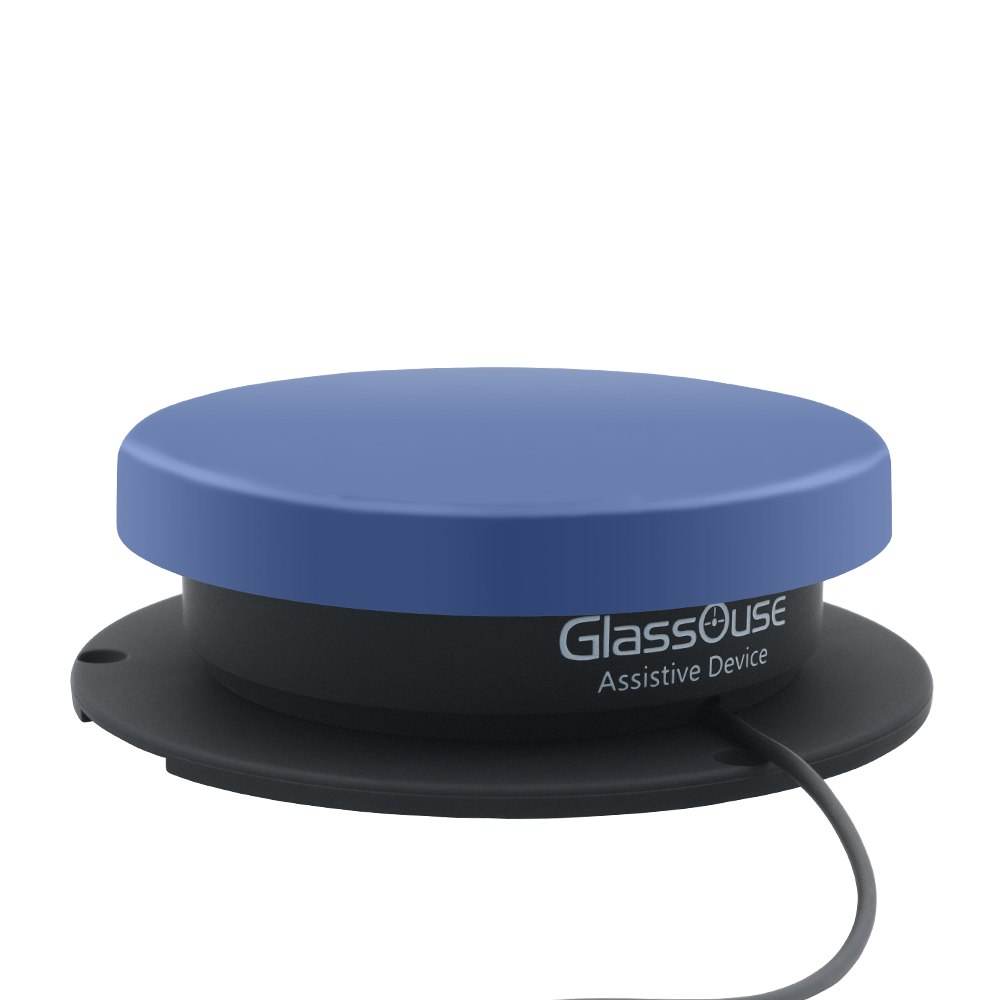 Touch switch for GlassOuse wearable hands-free glasses. Tetraplegie, Schlaganfall, Rett Syndrome, Rückenmarksverletzung, Multiple Sklerose, Zerebralparese/Zerebrale Kinderlähmung