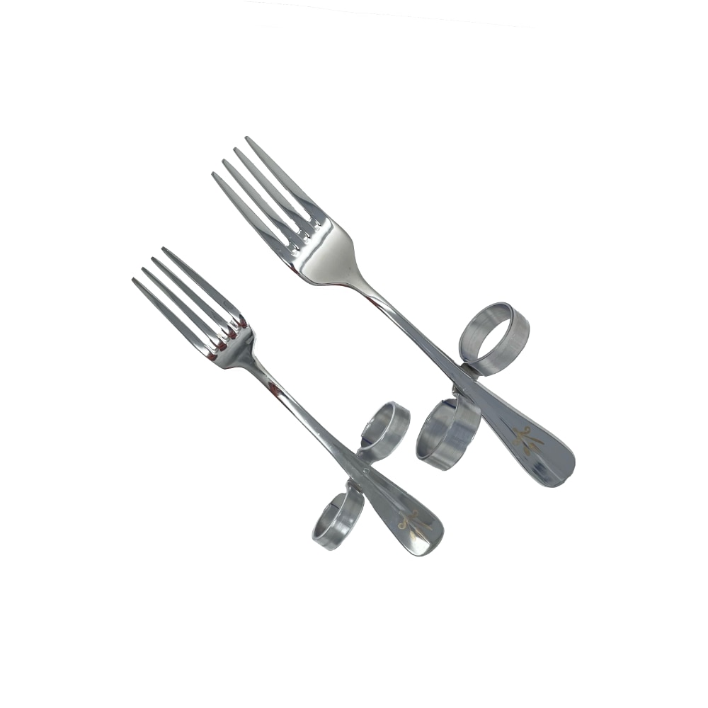 The small fork next to the standard size fork cutlery with loops.