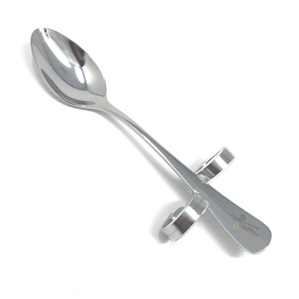 Cutlery with loops spoon for those with limited hand function. Adaptive kitchen equipment. Suitable for reduced hand function: tetra, quad, cerebral palsy, SCI, spinal cord injury, stroke and more.