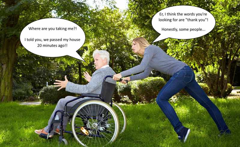 Joke about 'helpful' people pushing your wheelchair