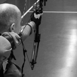 Damien using the General Purpose aid with his archery bow