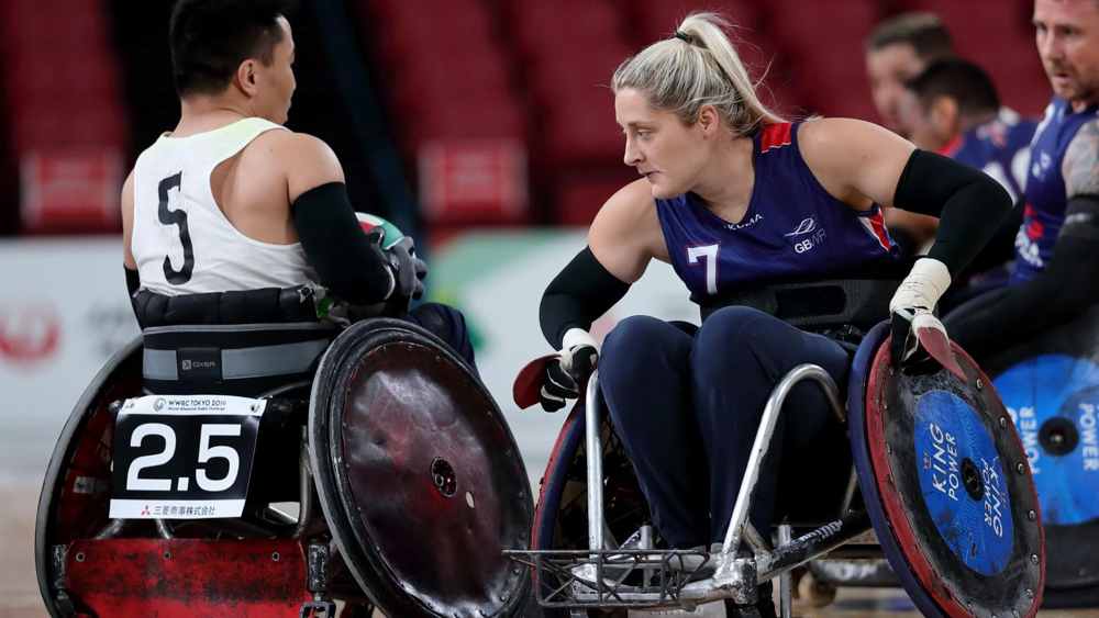 Kylie competing in wheelchair rugby