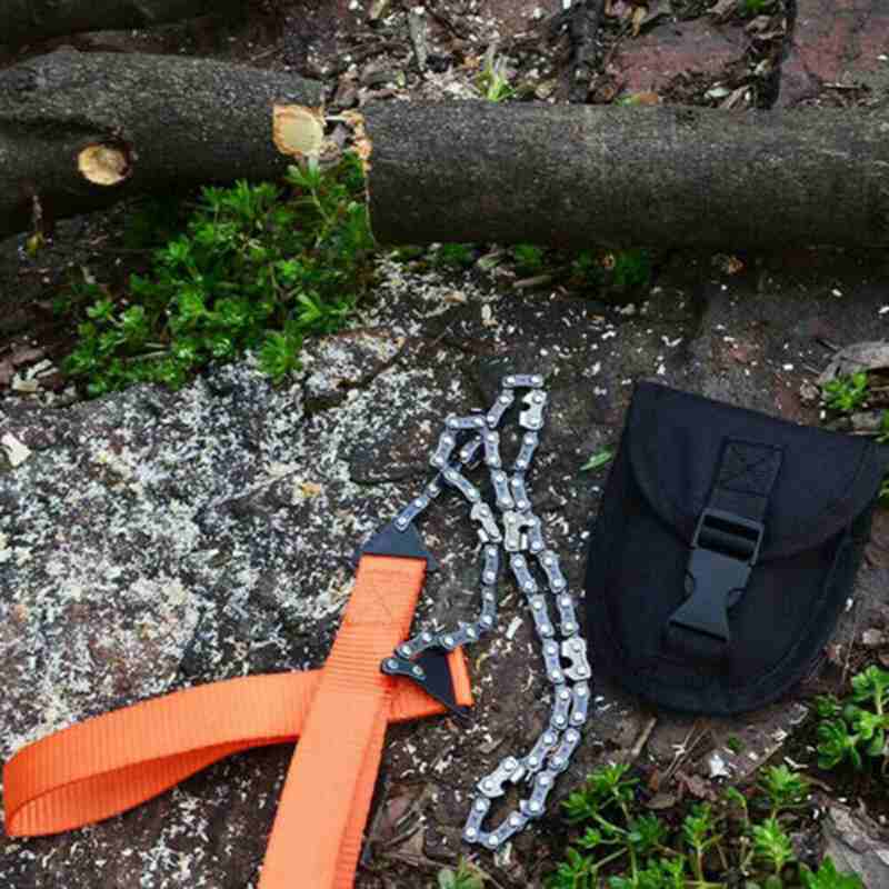 use the hand chainsaw to cut branches or tree trunks