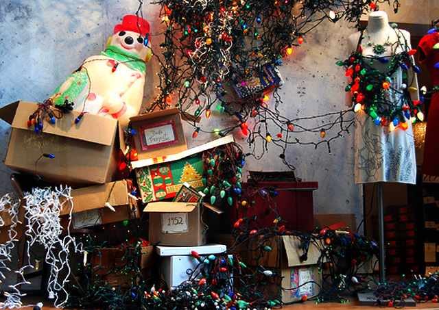 Christmas decorations in a mess