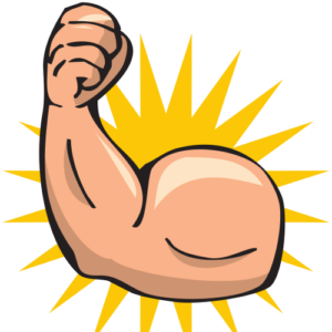 Cartoon arm flexing muscles