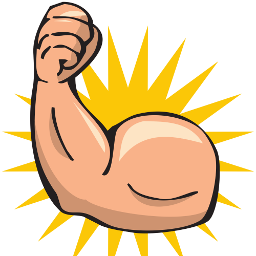 Cartoon arm flexing muscles