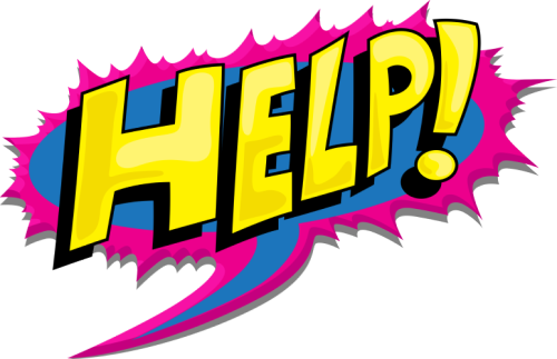 cartoon of the word "help"
