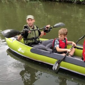 Rob and his son go out kayaking with the help of the kayak adaptations
