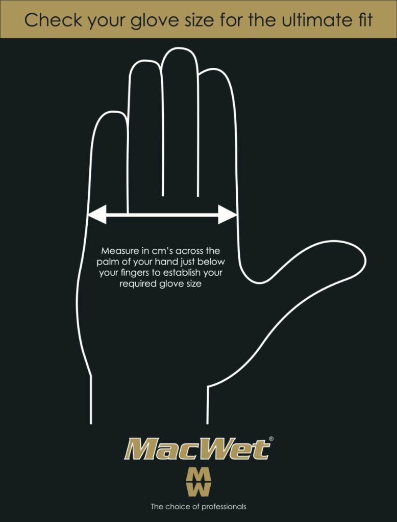 size guide for MacWet gloves