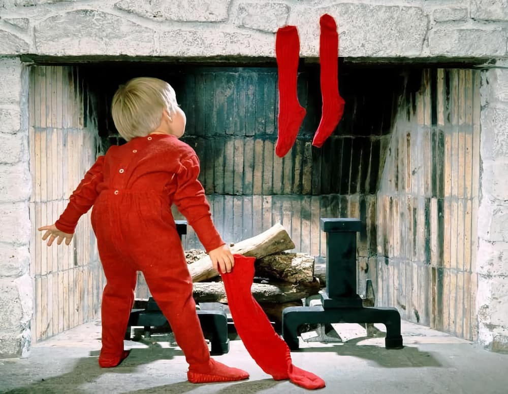 A boy looks up the chimney