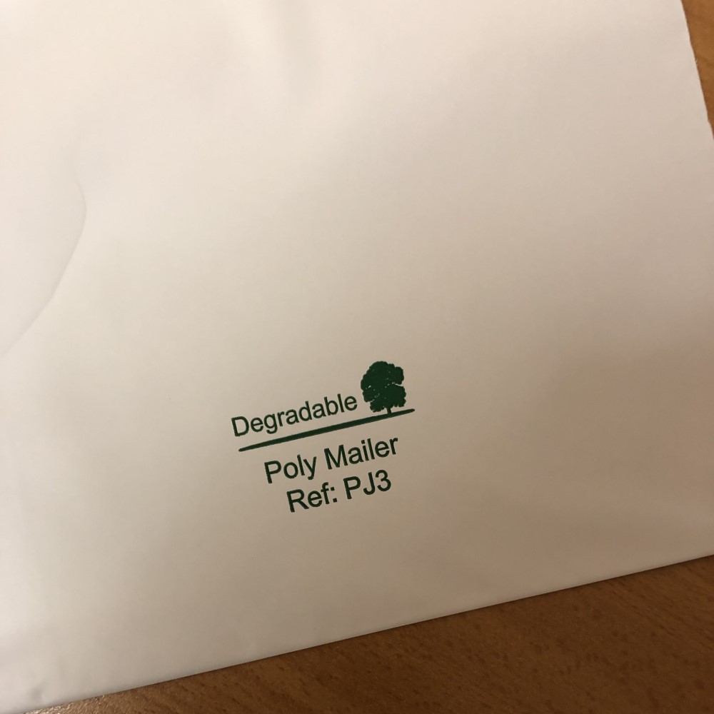 polymailer labelled as degradable