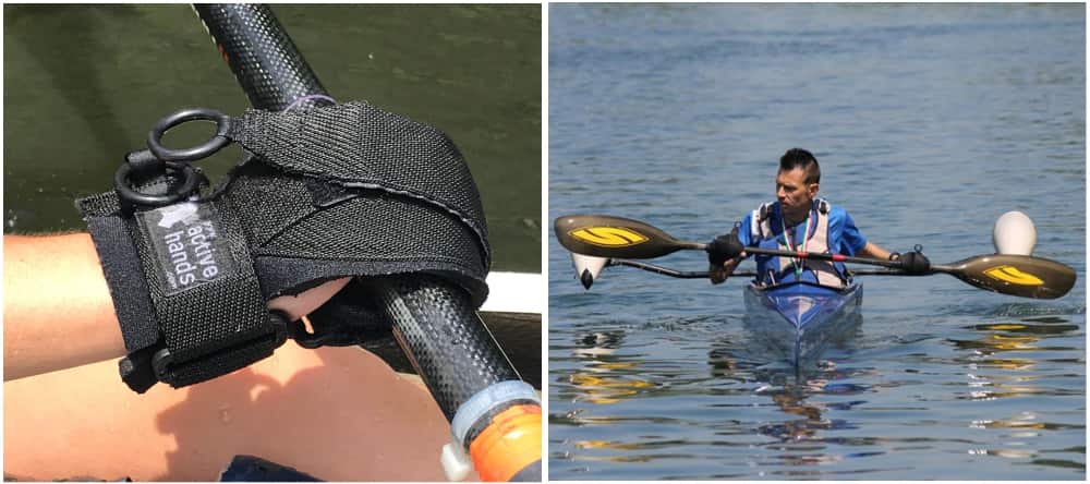 active hands gripping aid for reduced hand function used for rowing, kayaking and gripping oars
