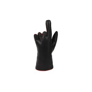 a black bespoke glove made for a user with one finger