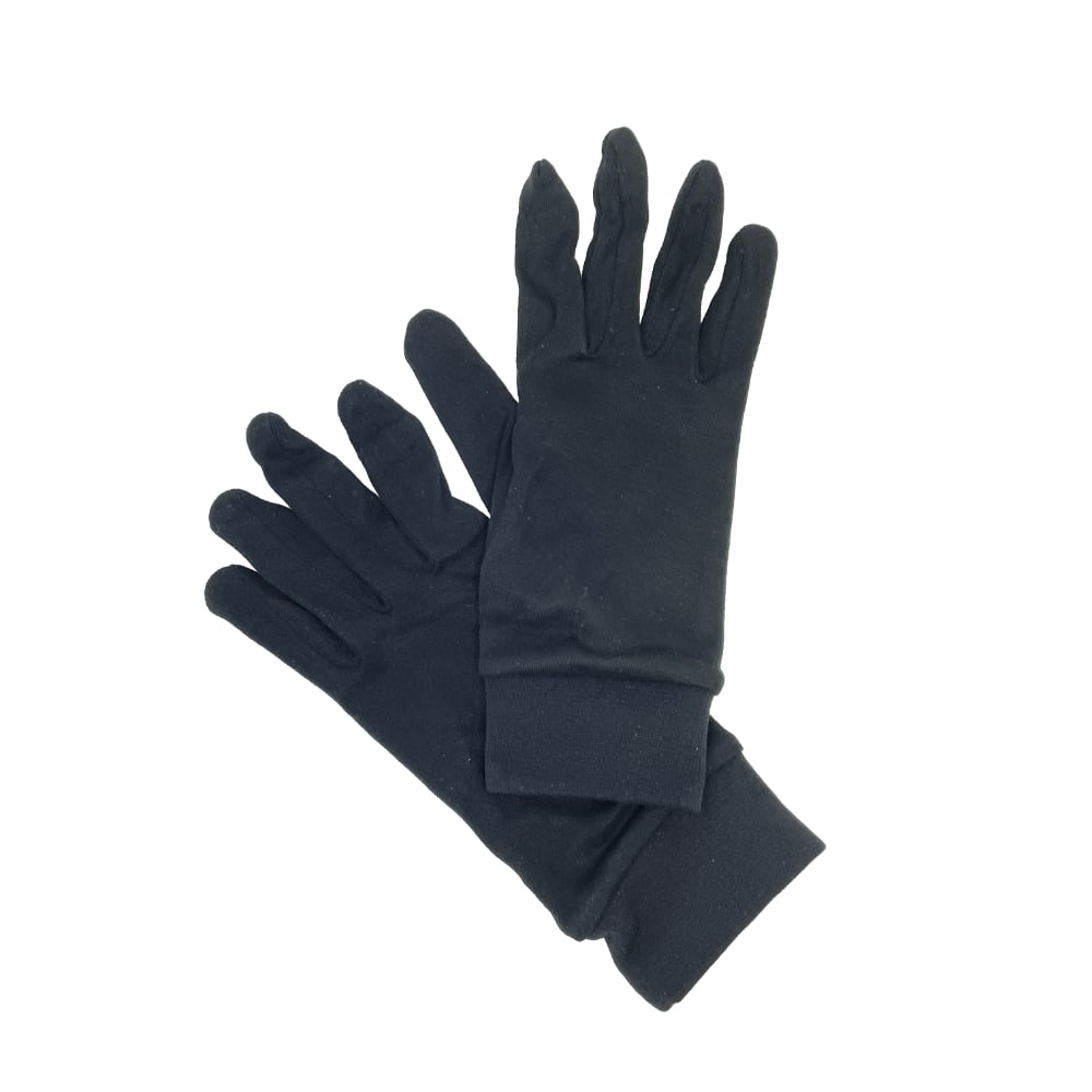 Pair of black 100% silk gloves