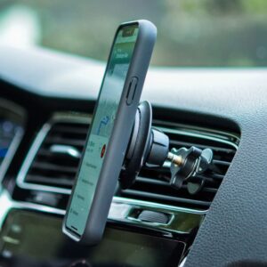 The Fidlock car vent base allows you to have your phone nearby in the car for directions and handsfree use.