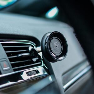 The Fidlock car vent base sits securely in your air vent.