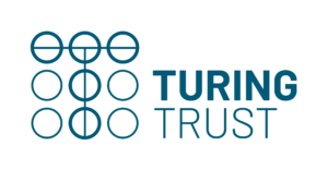 Turing trust logo, grid of 9 circles with a T through them