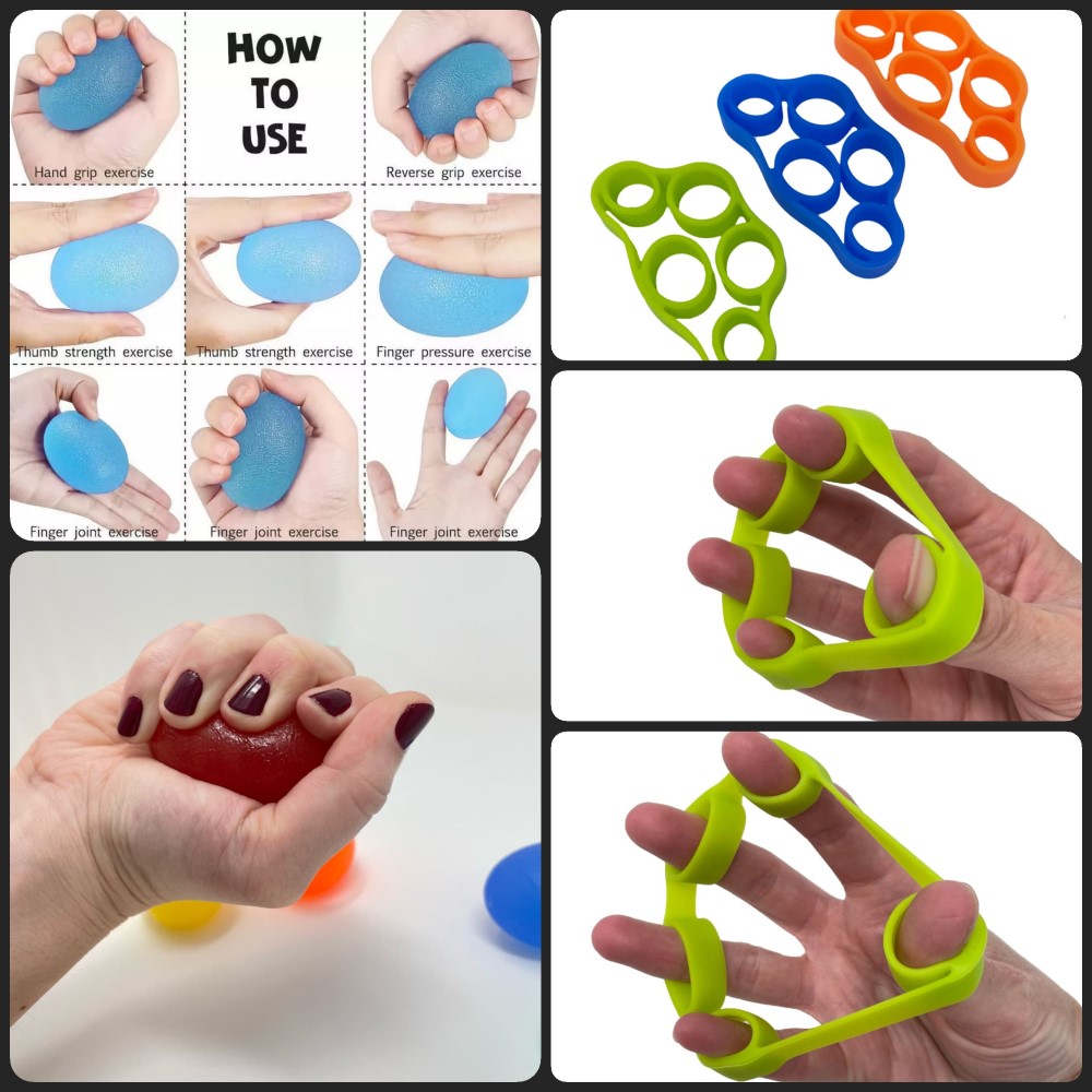 Hand Eggercisers and finger exercisers in use