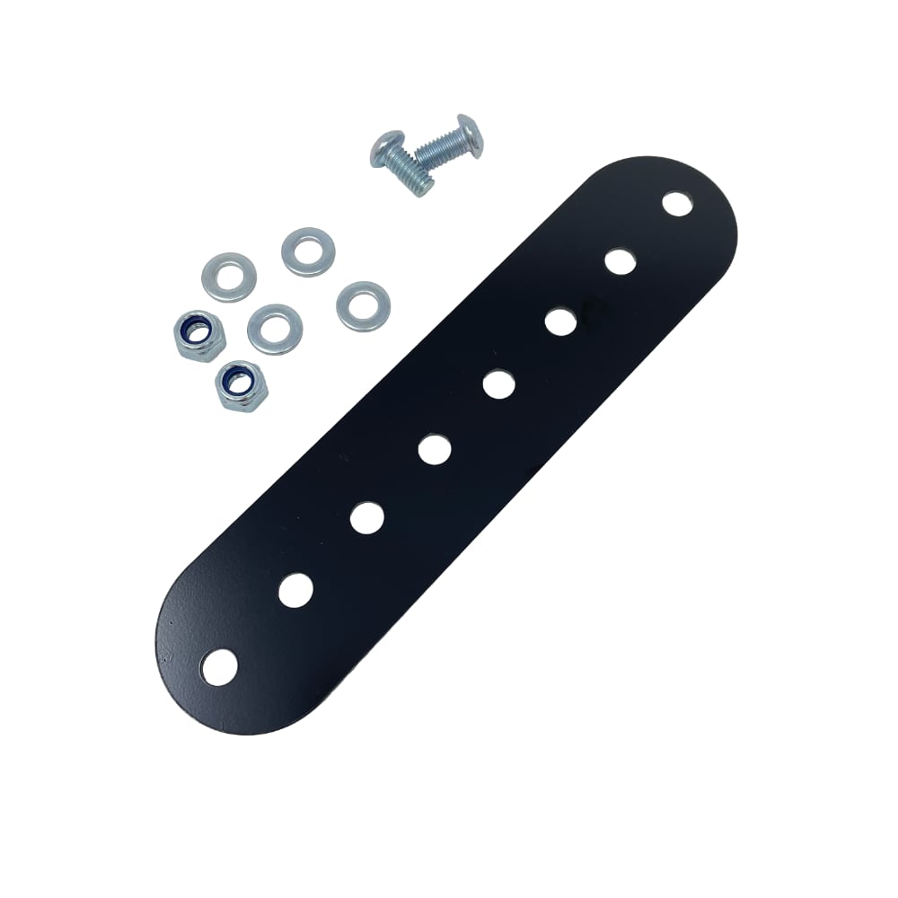 Extension Plate pack for the Soloc FlexiFix arm containing extension plate, 4 washers, 2 screws and 2 nuts. Increase the length by 120mm