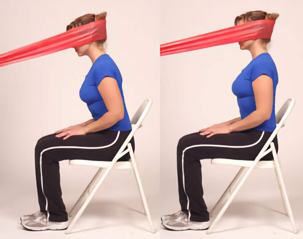Diagram showing how to do neck isometrics to strengthen your neck