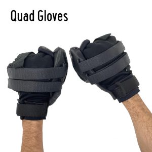 Quad wheelchair racing gloves for those who can't maintain a fist shape