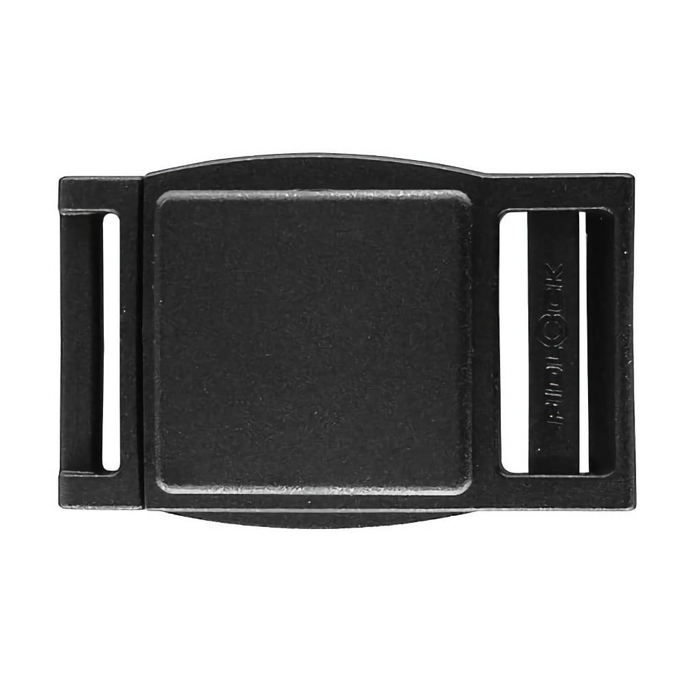 The Fidlock flat snap buckle is for 25mm straps, connects magnetically and opens by sliding the top part over the bottom.