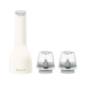 The white FinaMill set with two pods for salt, pepper, spices and herbs