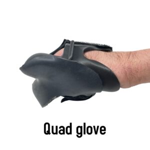 The quad glove has rubber applied that has been specially designed for wheelchair racing
