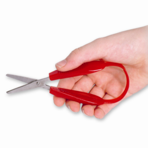 Mini Easi grip scissors for children in use