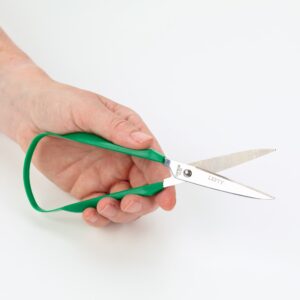 The Easy-Grip scissors with the green handle are left-handed