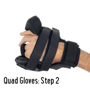 Step 2: tuck your first two fingers into the plastic finger guard