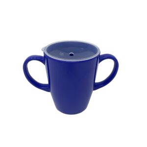 Two handled mug with the discrete lid that sits inside the cup