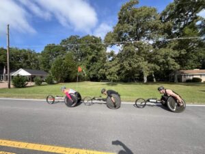 Rob and friends doing some wheelchair training between the races