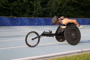 Wheelchair racing on the track