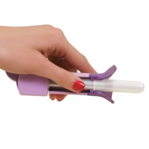 Insert your tampon in the applicator into the bottom of the TINA adaptive tampon applicator