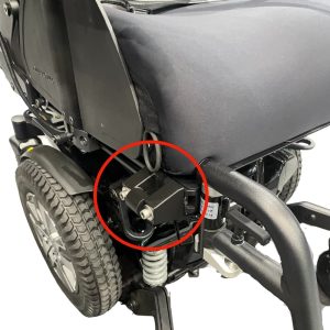 Rail Mount adaptor attached to powerchair